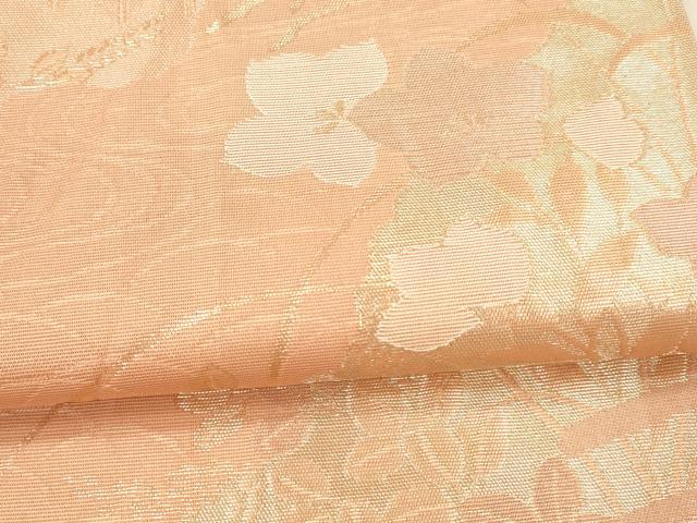 平和屋着物*夏物 六通柄袋帯 流水草花文 金糸 正絹 逸品 DAAX8644cm