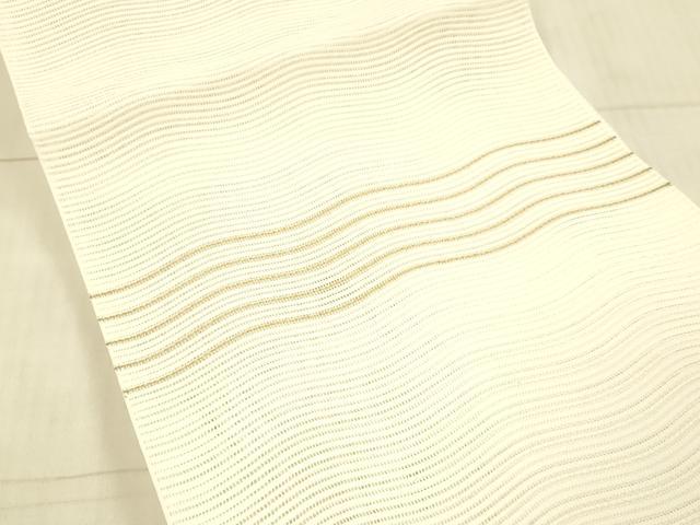 平和屋着物*夏物 絽綴れ 八寸名古屋帯 よろけ縞 金糸 正絹 逸品 DAAX8649cm