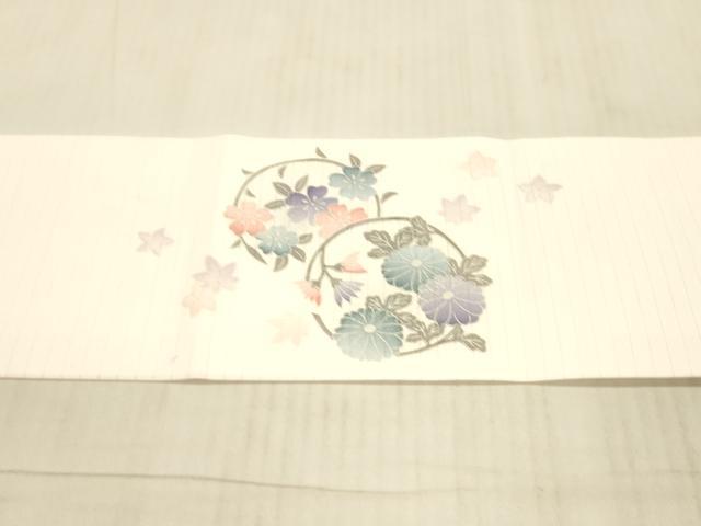 平和屋着物*夏物 九寸名古屋帯 草花文 銀糸 DAAX8659cm