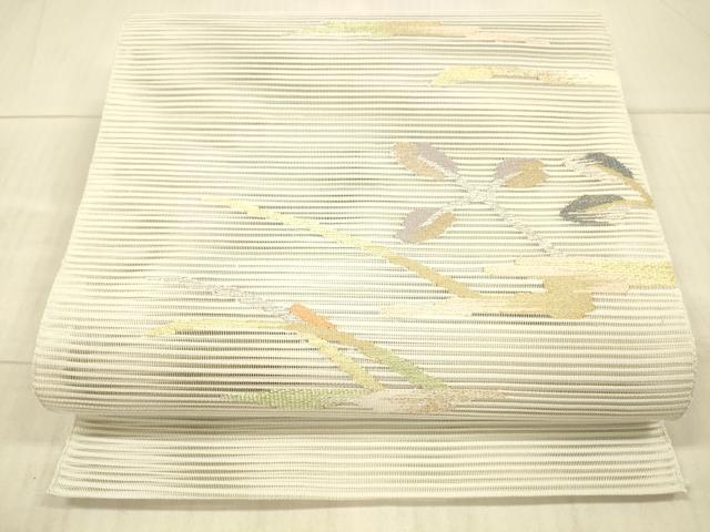 平和屋着物*夏物 絽綴れ 八寸名古屋帯 枝葉文 金糸 正絹 逸品 DAAX8662cm