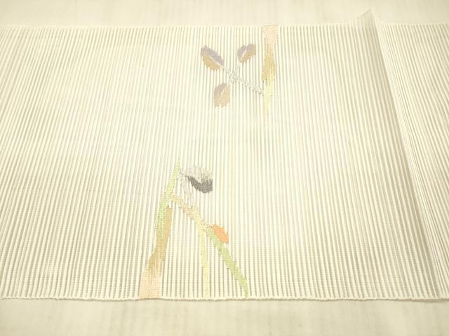 平和屋着物*夏物 絽綴れ 八寸名古屋帯 枝葉文 金糸 正絹 逸品 DAAX8662cm