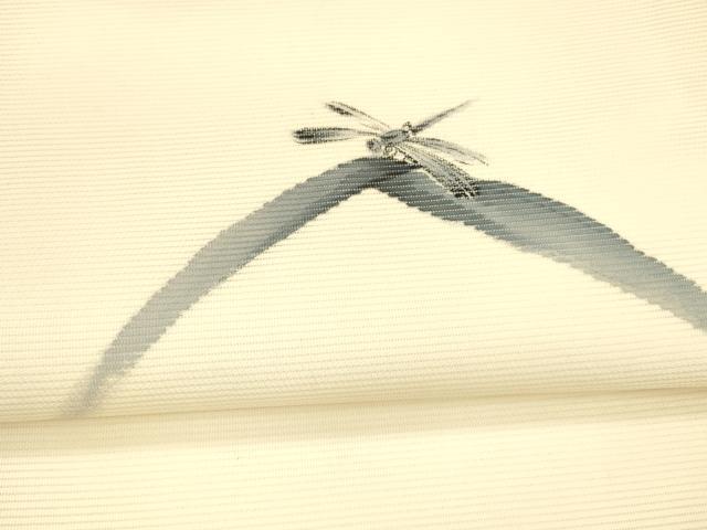 平和屋着物*夏物 九寸名古屋帯 作家物 手描き 蜻蛉草葉文 正絹 逸品 DAAX8681cm