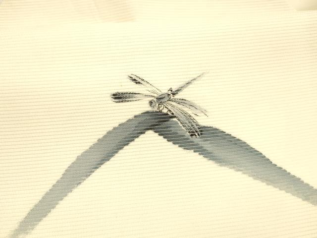 平和屋着物*夏物 九寸名古屋帯 作家物 手描き 蜻蛉草葉文 正絹 逸品 DAAX8681cm