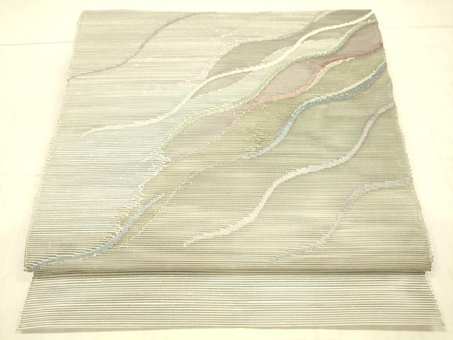 平和屋着物*夏物 八寸名古屋帯 流水文 銀糸 正絹 逸品 DAAX8684cm