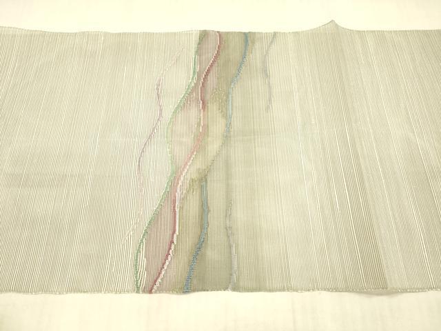 平和屋着物*夏物 八寸名古屋帯 流水文 銀糸 正絹 逸品 DAAX8684cm