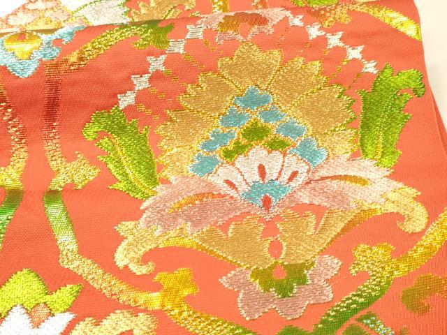 平和屋着物●六通柄 本袋帯 七宝華文様 金銀糸 正絹 逸品 DAAX8717cm