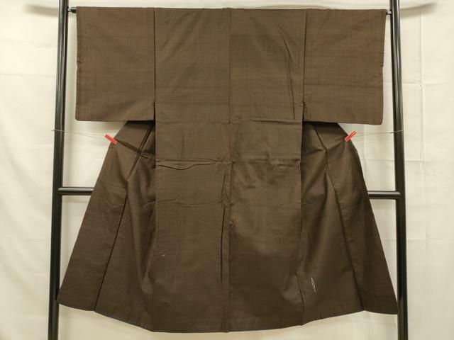 平和屋着物■男性 紬 格子 正絹 逸品 DAAX8773cm