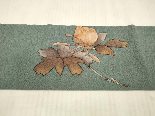 平和屋着物●九寸名古屋帯 ろうけつ染め 枝花文 鬼しぼ縮緬 正絹 逸品 DAAX8850cm