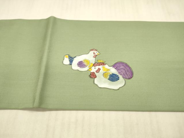 平和屋着物●塩瀬 九寸名古屋帯 作家物 手描き 玩具文 馬 正絹 逸品 DAAX8857cm