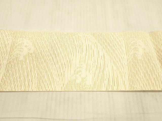 平和屋着物*夏物 八寸名古屋帯 立波文 薄卵色 正絹 逸品 DAAX8881cm