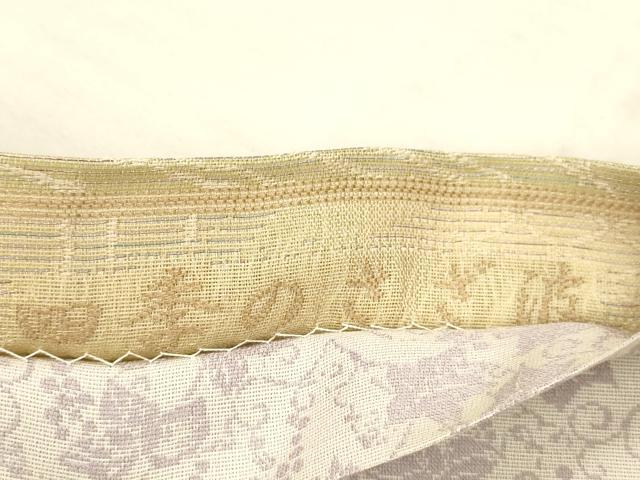 平和屋着物*夏物 両面 両方向 全通柄袋帯 吉祥雪輪文 四季のさざ波 蔦の葉文 金銀糸 正絹 逸品 DAAX8887cm