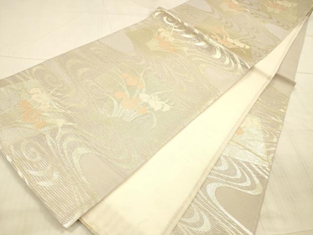 平和屋着物*夏物 六通柄袋帯 流水杜若 金糸 正絹 逸品 DAAX8900cm