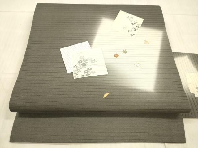 平和屋着物*夏物 絽塩瀬 九寸名古屋帯 刺繍 草花文 金銀糸 正絹 逸品 DAAX8905cm