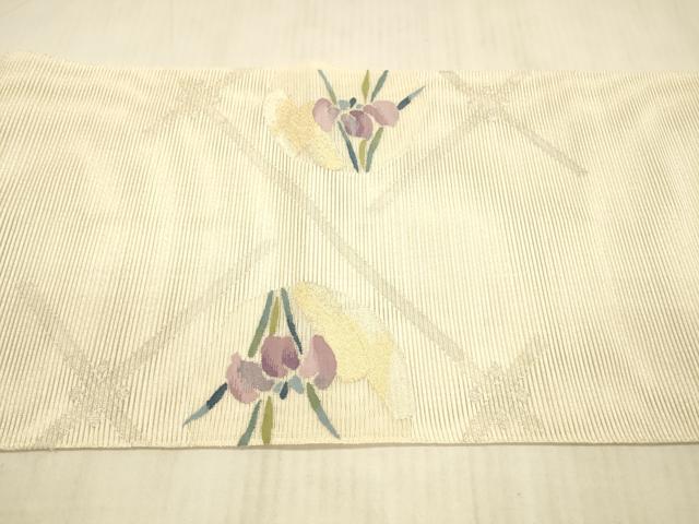 平和屋着物*夏物 絽綴れ 太鼓柄袋帯 蔦の葉杜若 金銀糸 正絹 逸品 DAAX8907cm