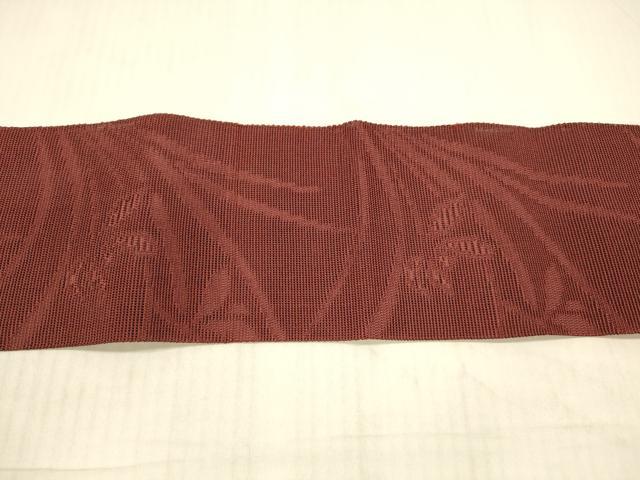 平和屋着物*夏物 八寸名古屋帯 草葉文 蘇芳色 DAAX8929cm