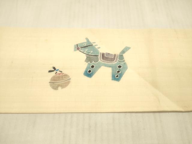 平和屋着物*夏物 九寸名古屋帯 玩具文 正絹 逸品 DAAX8935cm
