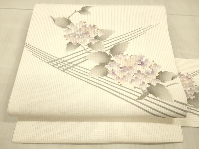 平和屋着物*夏物 九寸名古屋帯 紫陽花 金彩 正絹 逸品 DAAX8945cm