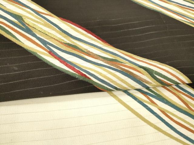 平和屋着物*夏物 アンティーク 大正ロマン 九寸名古屋帯 抽象文様 正絹 逸品 DAAX8956cm