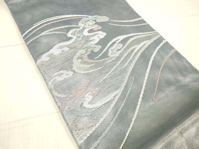 平和屋着物*夏物 太鼓柄 本袋帯 立波文 銀糸 正絹 逸品 DAAX8966cm
