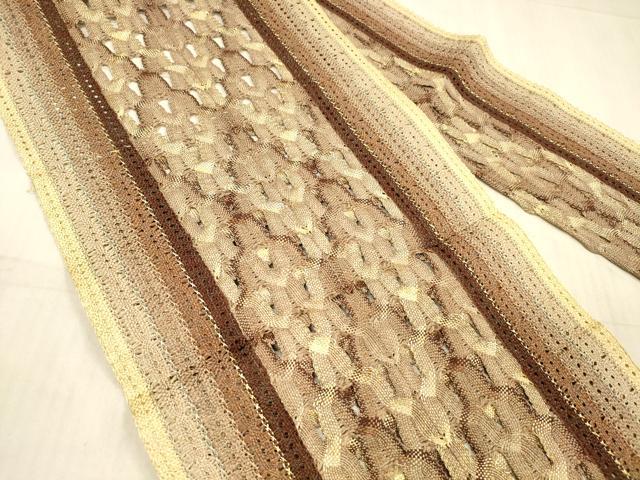 平和屋着物*夏物 八寸名古屋帯 組織 抽象間道 金糸 正絹 逸品 DAAX8967cm