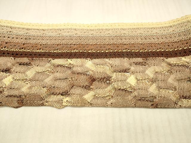 平和屋着物*夏物 八寸名古屋帯 組織 抽象間道 金糸 正絹 逸品 DAAX8967cm