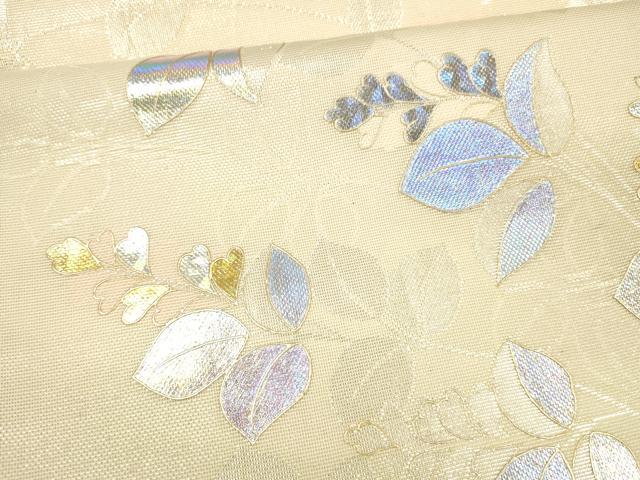 平和屋着物*夏物 六通柄袋帯 草葉文 金銀彩 正絹 逸品 DAAX8983cm