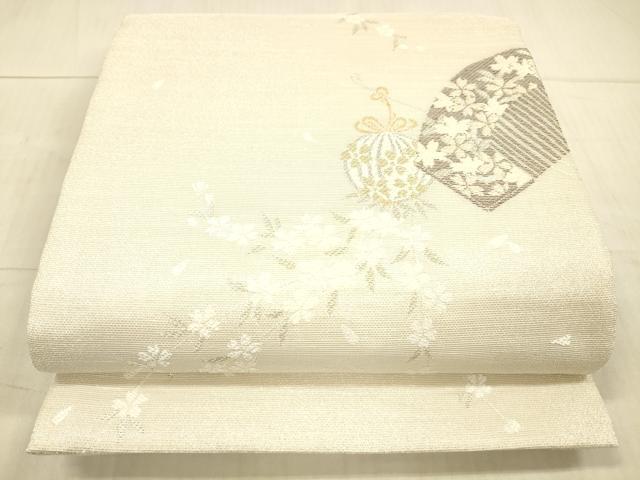 平和屋着物*夏物 両面 全通柄袋帯 櫛花文 月花文 金銀糸 正絹 逸品 DAAX8991cm