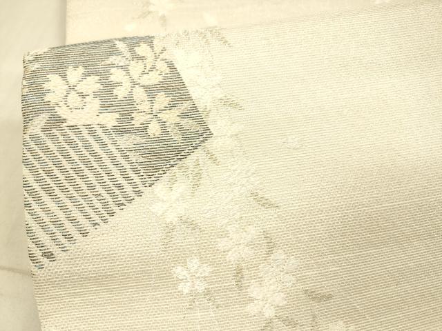 平和屋着物*夏物 両面 全通柄袋帯 櫛花文 月花文 金銀糸 正絹 逸品 DAAX8991cm