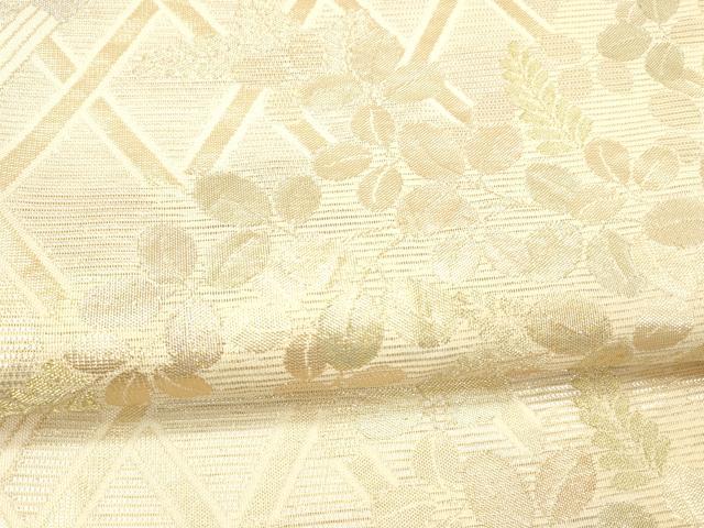 平和屋着物*夏物 六通柄袋帯 籬草葉文 金銀糸 正絹 逸品 DAAX8996cm