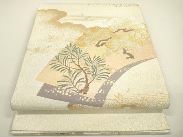 平和屋着物▼太鼓柄袋帯 地紙重ね松文 金銀糸 正絹 逸品 DAAX9620fe