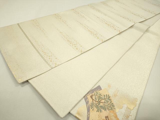 平和屋着物▼太鼓柄袋帯 地紙重ね松文 金銀糸 正絹 逸品 DAAX9620fe
