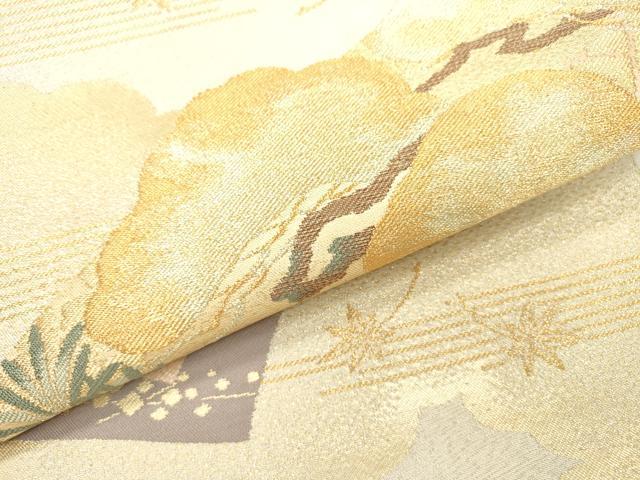 平和屋着物▼太鼓柄袋帯 地紙重ね松文 金銀糸 正絹 逸品 DAAX9620fe