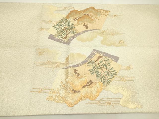 平和屋着物▼太鼓柄袋帯 地紙重ね松文 金銀糸 正絹 逸品 DAAX9620fe