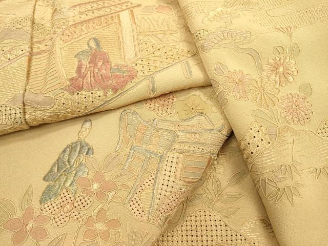 平和屋着物▽中国三大刺繍 スワトウ刺繍 汕頭刺繍 訪問着 平安風景