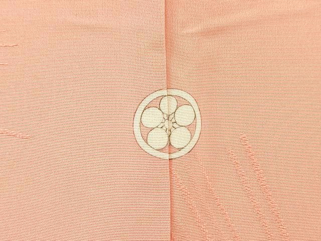 平和屋着物●上質な色無地 松葉地紋 珊瑚色 正絹 逸品 DAAX9927fe