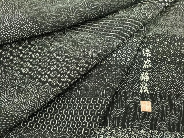 平和屋着物●伝統工芸士 染谷梅治 江戸小紋 百柄 黒地 正絹 逸品 DAAX9932fe
