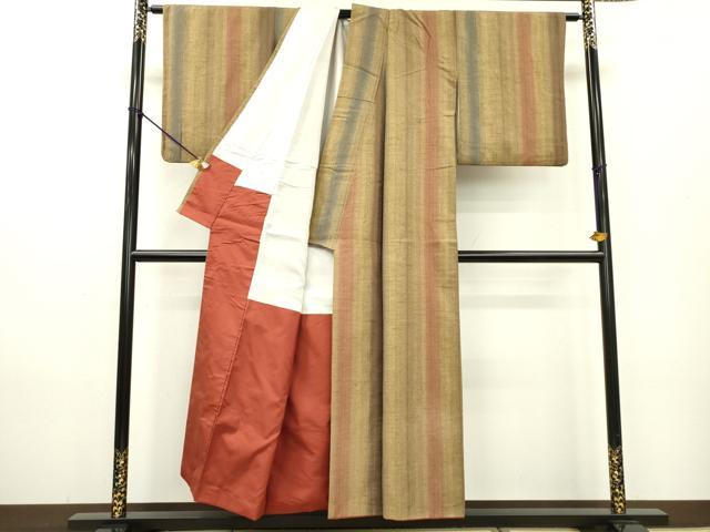 平和屋着物●上質な紬 間道 正絹 逸品 DAAX9951fe