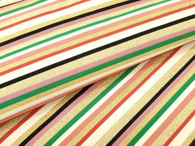 平和屋着物●爪掻き本綴れ 八寸名古屋帯 横段文 金糸 正絹 逸品 DAAY0003ob