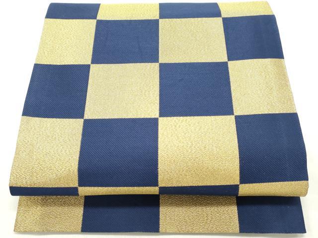 平和屋着物●六通柄袋帯 市松文様 金糸 正絹 逸品 DAAY0121ob