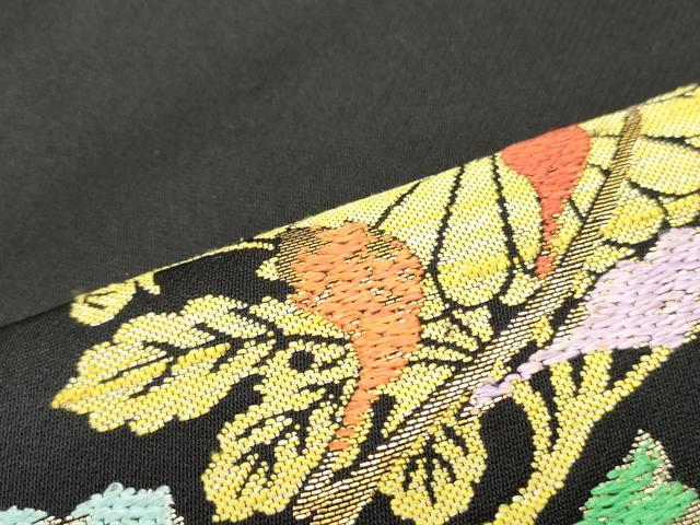 平和屋着物●八寸名古屋帯 吉祥桐菊文 黒地 金糸 正絹 逸品 DAAY0173ob