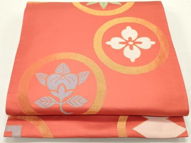 平和屋着物●織物一筋名門 織悦 全通柄袋帯 家紋文 金糸 正絹 逸品 DAAY0177ob