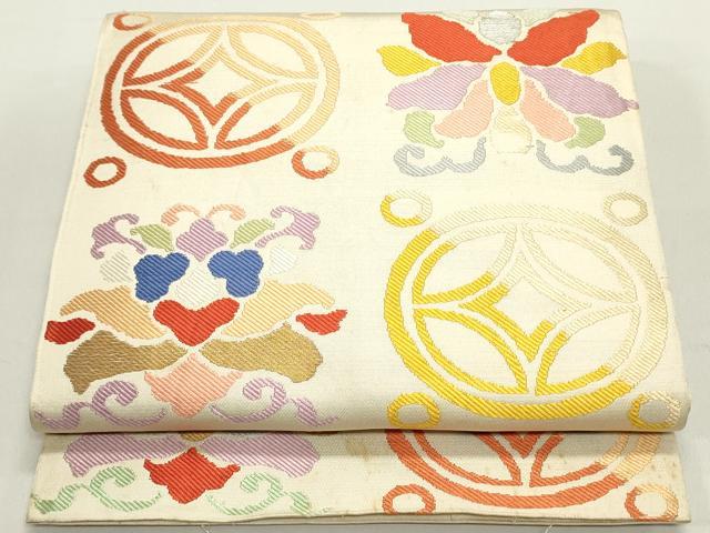 平和屋着物●六通柄 本袋帯 唐織 七宝更紗花文 正絹 逸品 DAAY0315ob