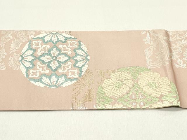 平和屋着物●西陣 川島織物 九寸名古屋帯 唐織 市松花丸文 金銀糸 正絹 逸品 DAAY0369ob