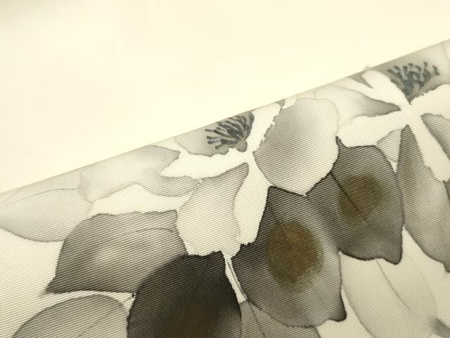 平和屋着物●塩瀬 九寸開き名古屋帯 作家物 手描き 枝花文 金彩 正絹 逸品 DAAY0371ob