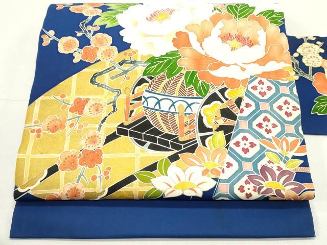 平和屋着物●塩瀬 九寸名古屋帯 蜀江飾花文 金彩 正絹 逸品 DAAY0421ob