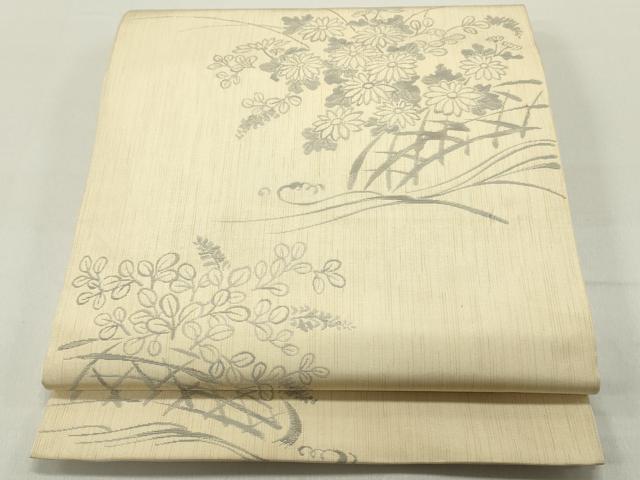 平和屋着物●六通柄 本袋帯 籬草花文 正絹 逸品 DAAY0455ob