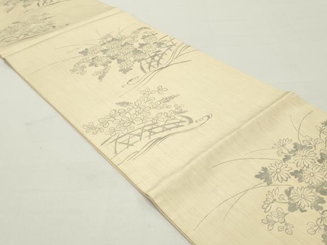 平和屋着物●六通柄 本袋帯 籬草花文 正絹 逸品 DAAY0455ob