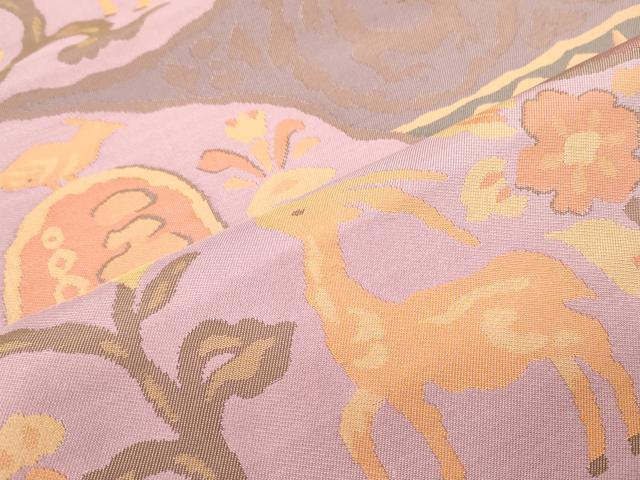 平和屋着物●六通柄袋帯 切嵌鳥獣更紗花文 正絹 逸品 DAAY0493ob