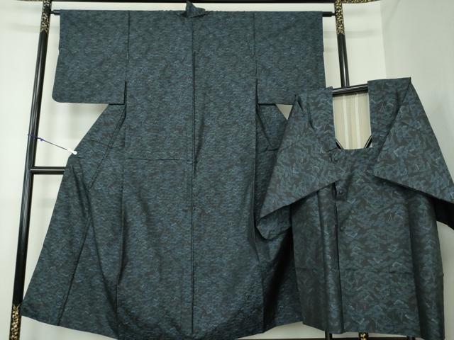 平和屋着物●本場大島紬 アンサンブル 道行コートセット 松文 正絹 逸品 DAAY1002ps