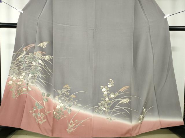 平和屋着物●訪問着 草花文 暈し染め 金彩 正絹 逸品 DAAY1039ps